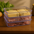 Porta Frios com Tampa Hermético Queijo Presunto Organizadores Cozinha