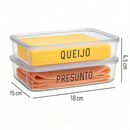 Porta Frios com Tampa Hermético Queijo Presunto Organizadores Cozinha